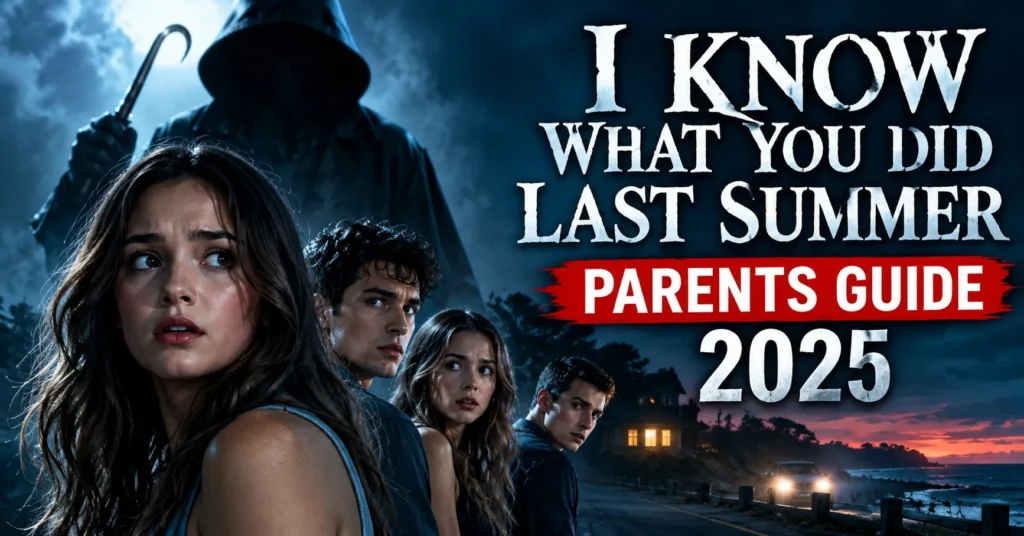 I Know What You Did Last Summer Parents Guide 2025 featuring a suspense horror movie inspired scene